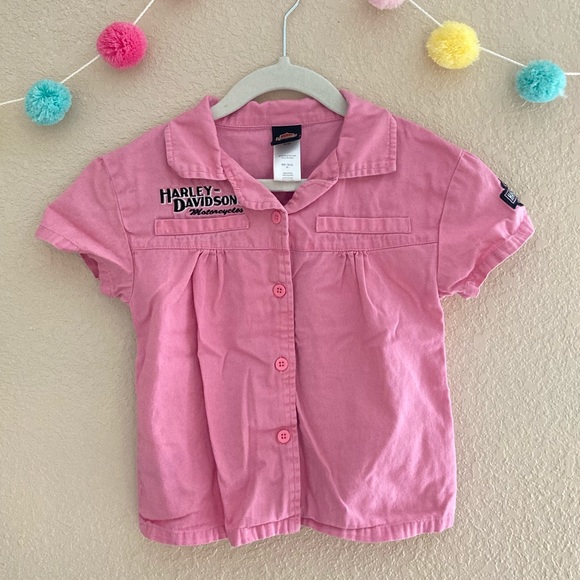 Harley Davidson Pink Button Down Top - Picture 2 of 3